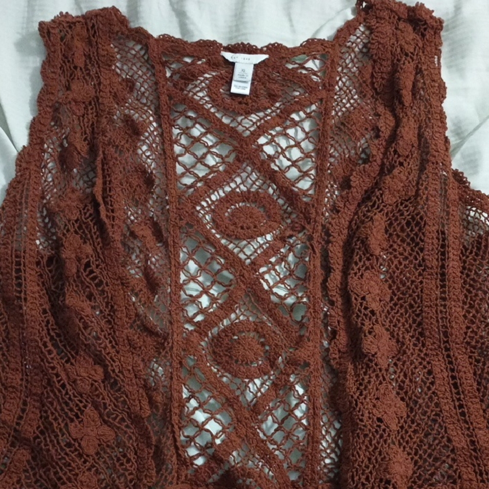 Cato Brown Crochet Vest